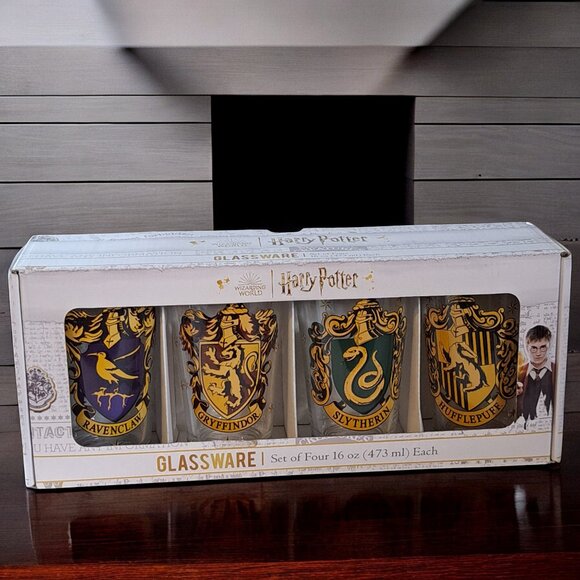 harry potter wizarding world glassware set of 4 16 ounce new - Picture 1 of 11